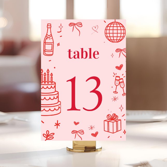 Pink Birthday Table Number Card | Cheers to Thirty (Creator Uploaded)