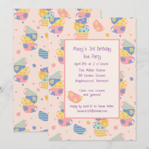 Pink Birthday Tea Party Child Invitation