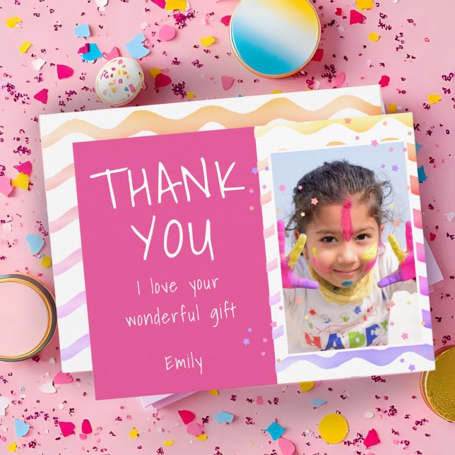 Pink Birthday Thank you Girl Photo Postcard  (Creator Uploaded)