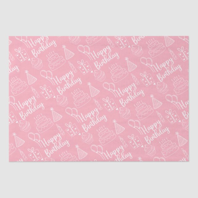Pink Birthday Tissue Paper (Front)