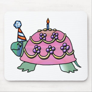 Pink Birthday Turtle Mouse Mat