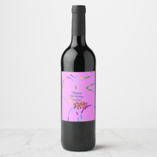 Pink Birthday Wine Label