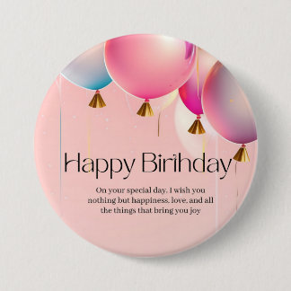 Pink Birthday Wishes 7.5 Cm Round Badge