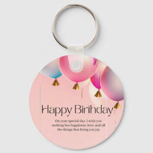 Pink Birthday Wishes Key Ring