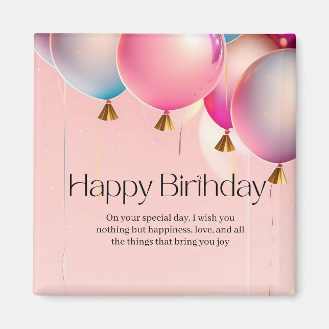 Pink Birthday Wishes Magnet (Front)