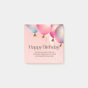 Pink Birthday Wishes Post-it Notes
