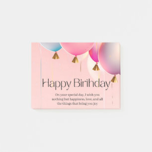 Pink Birthday Wishes Post-it Notes