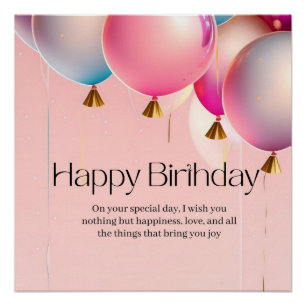 Pink Birthday Wishes Poster