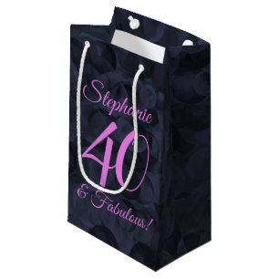 Pink Black 40 and Fabulous Birthday Party Small Gift Bag