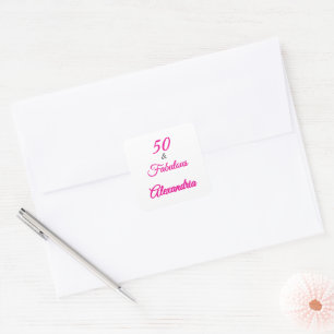 Pink Black 50 & Fabulous 50th Birthday Square Sticker