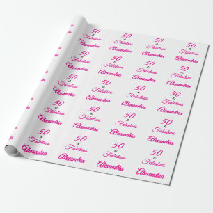 Pink Black 50 & Fabulous 50th Birthday Wrapping Paper