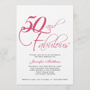 Pink Black 50th and Fabulous! Birthday Invitations