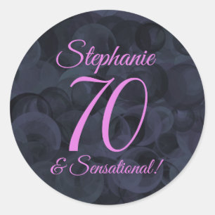 Pink Black 70 and Sensational Birthday Favour Classic Round Sticker