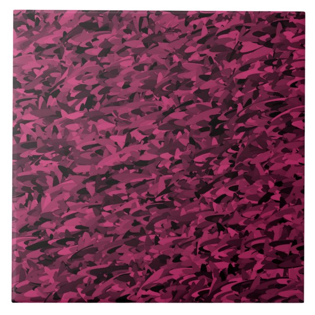 Pink Black Abstract Pattern Tile (Front)