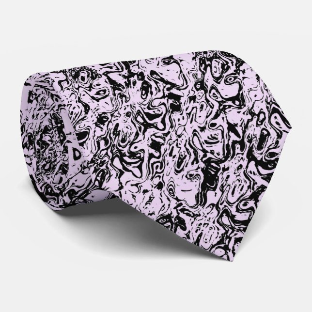 Pink Black Abstract Tie (Rolled)
