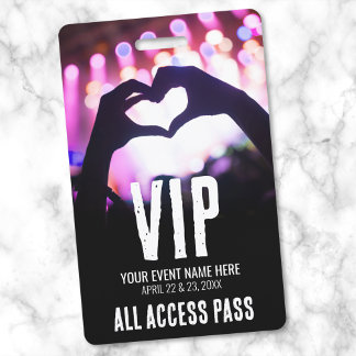 Pink Black All Access Event VIP ID Badge