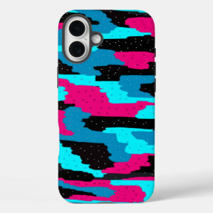 Pink, Black, and Blue Abstract Art Print iPhone 16 Plus Case