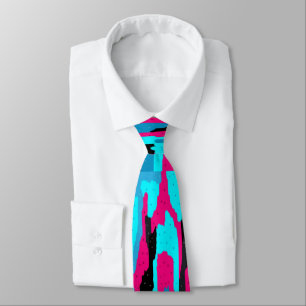 Pink, Black, and Blue Abstract Art Print  Tie