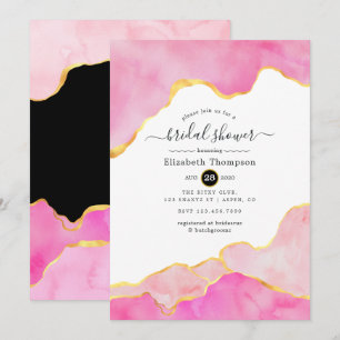 Pink, Black and Gold Agate Bridal Shower Invitation