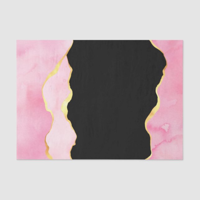 Pink, Black and Gold Agate Tissue Paper (Front)