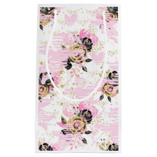 Pink, Black and Gold Floral Gift Bag
