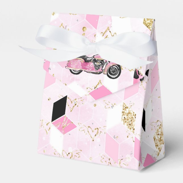 Pink, black and gold geometric favour box (Front Side)