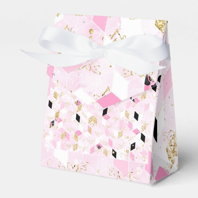 Pink, black and gold geometric favour box (Front Side)