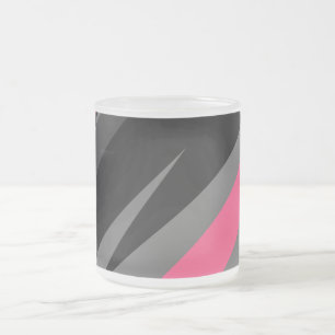 Pink Black and Gray Frosted Glass Coffee Mug