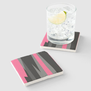 Pink Black and Gray    Stone Coaster