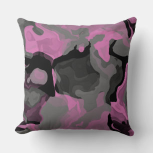 Pink Black and Grey abstract Cushion