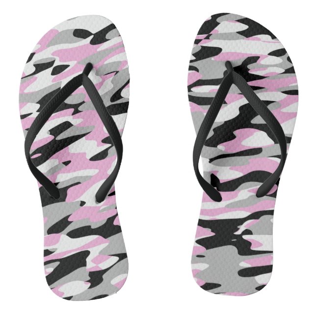pink black and grey camo abstract flip flops (Footbed)
