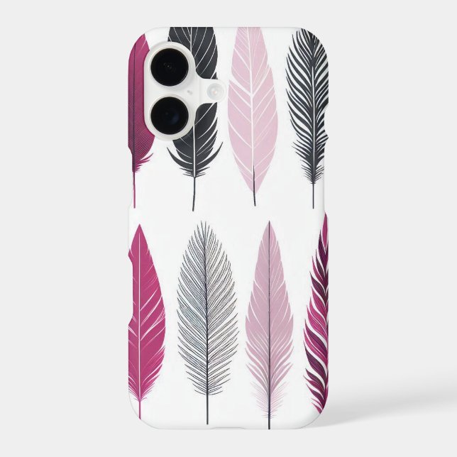 Pink Black and Grey Feathers iPhone / iPad case (Back)