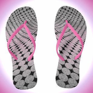 Pink Black and Grey Illusion Pattern Flip Flops