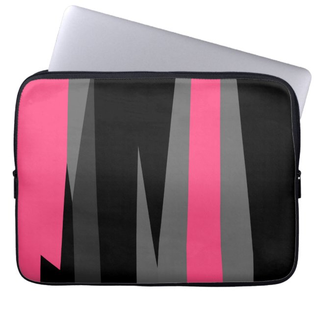 Pink Black and Grey Laptop Sleeve (Front)