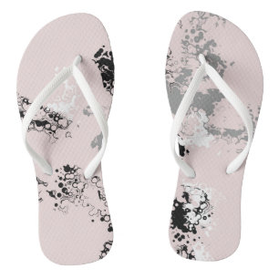 Pink, Black, and Grey Marble Abstract Flip Flops