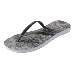 pink, black and grey  Marble Swirl Abstract Flip Flops