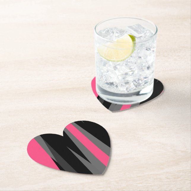 Pink Black and Grey   Paper Coaster (Insitu)