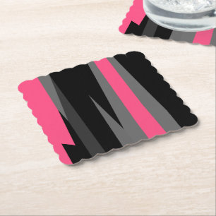 Pink Black and Grey   Paper Coaster