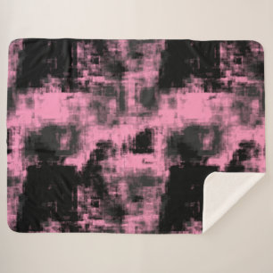 Pink Black and Grey      Sherpa Blanket