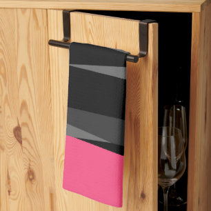 Pink Black and Grey Tea Towel