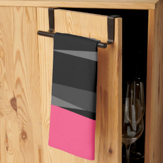 Pink Black and Grey Tea Towel