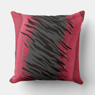 Pink, Black and Grey Tiger Abstract Cushion
