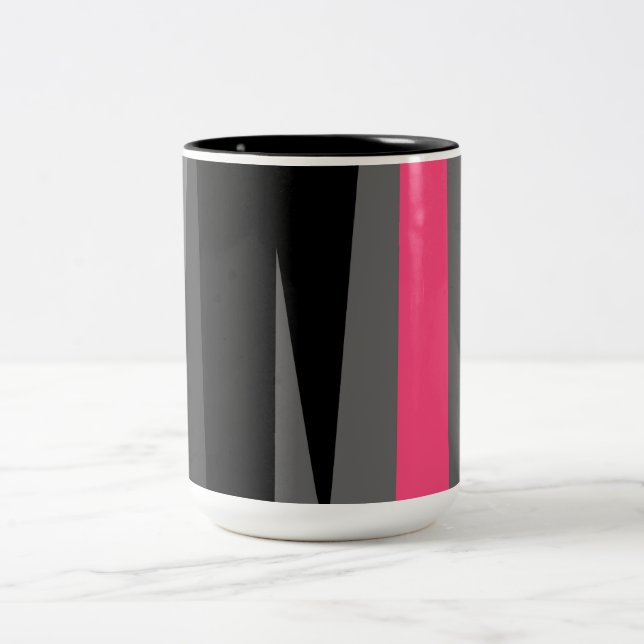 Pink Black and Grey    Two-Tone Coffee Mug (Center)