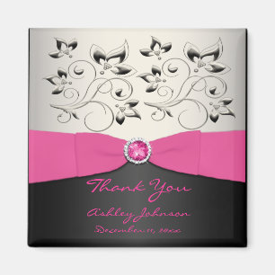 Pink, Black, and Silver Party Favour Magnet