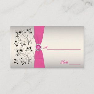 Pink, Black, and Silver Placecards (Script Font)