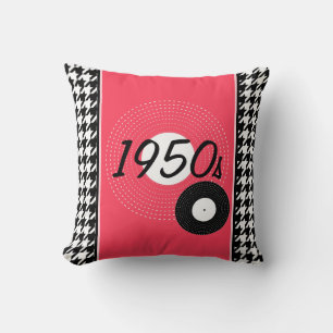 Pink, black and white 1950s theme Announcement Cushion