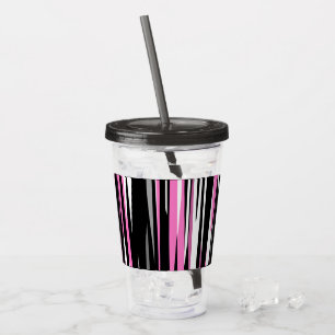 Pink Black and White Abstract     Acrylic Tumbler