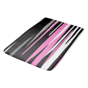 Pink Black and White Abstract Bath Mat