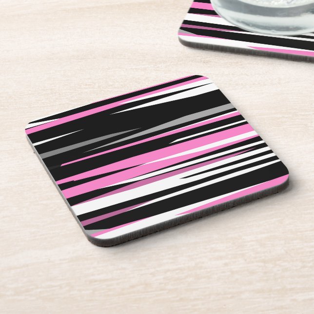 Pink Black and White Abstract     Coaster (Left Side)