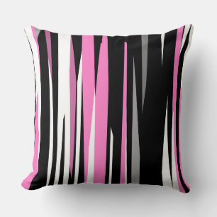 Pink Black and White Abstract Cushion
